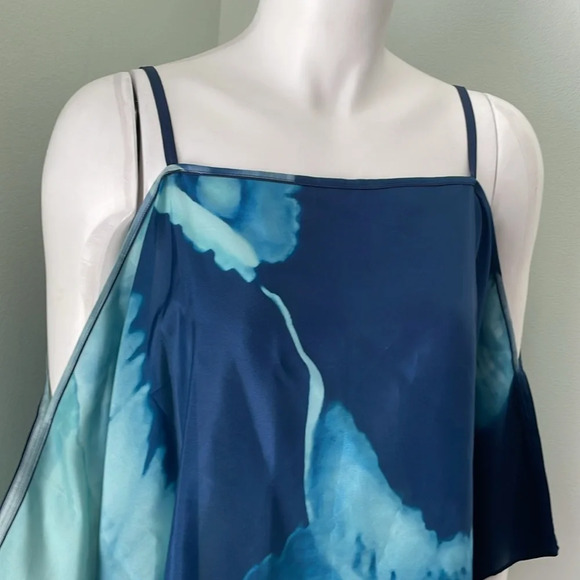 Lafayette 148 Anastasia Cold Shoulder Silk Top Glaze Blue M/L - Picture 5 of 9